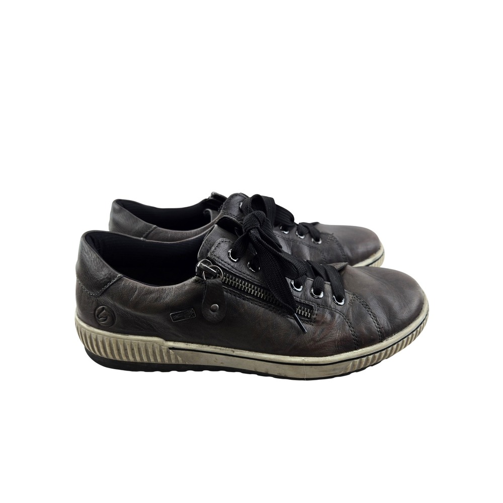 Remonte Maditta Womens Charcoal Gray Leather Side Zip Sneakers Size 39 US 8